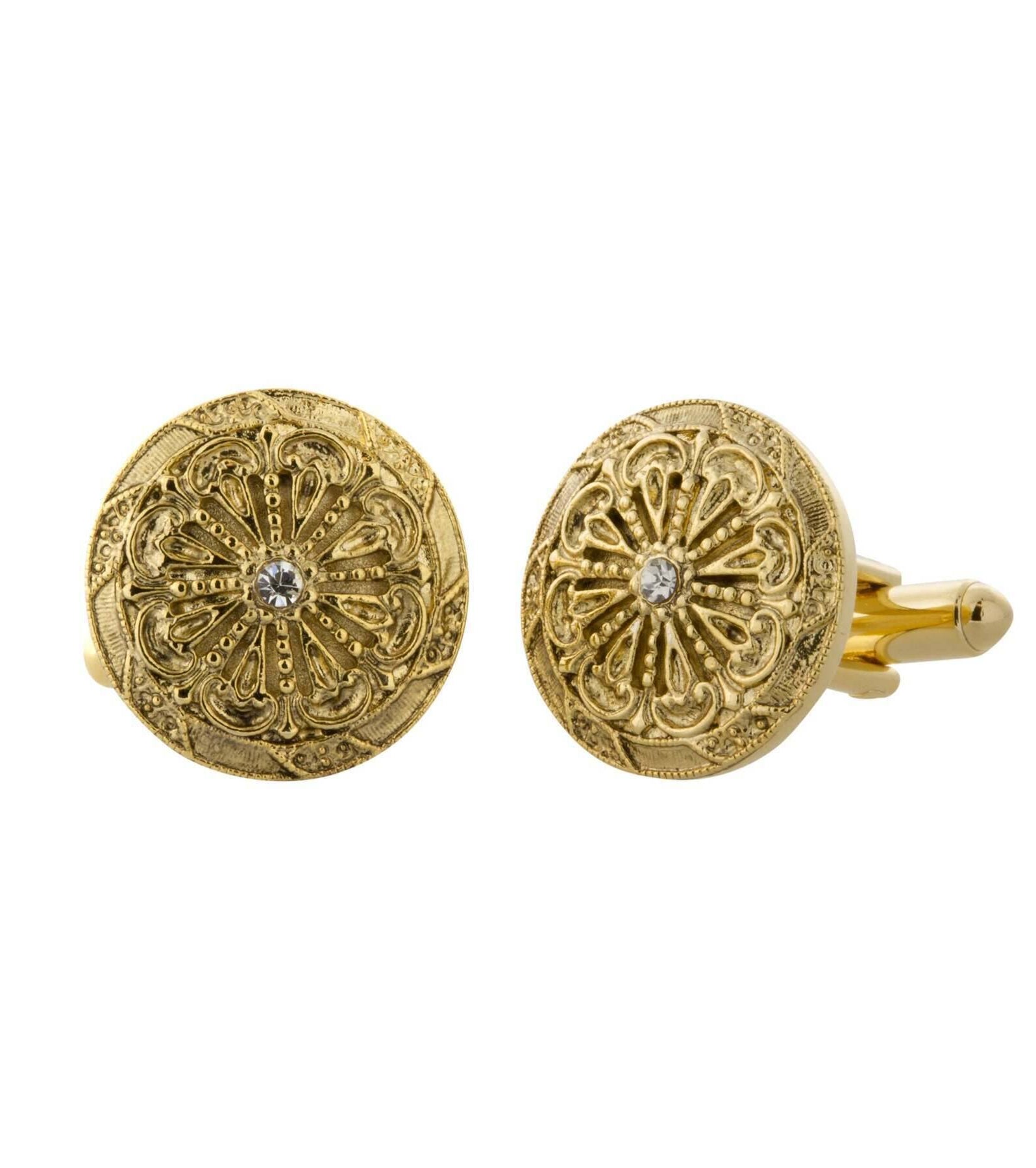 1928 Jewelry Vintage Style Round Crystal Accent Cufflinks