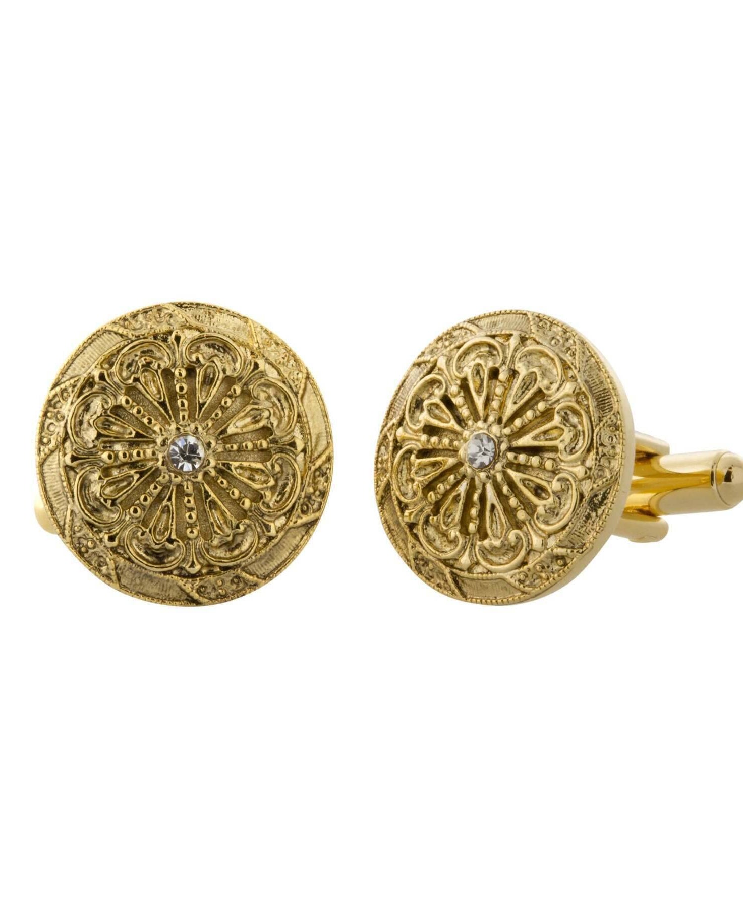 1928 Jewelry Vintage Style Round Crystal Accent Cufflinks