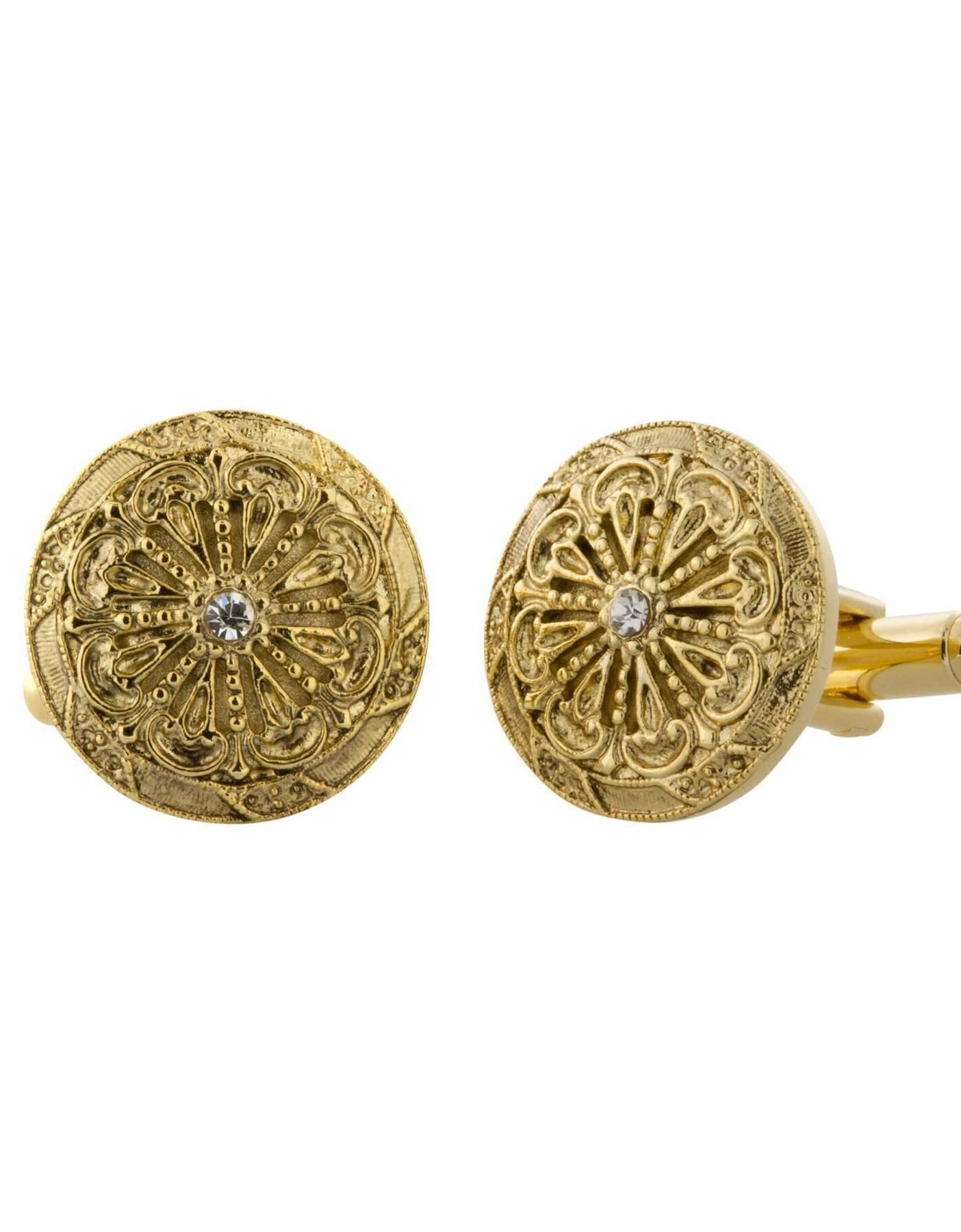 1928 Jewelry Vintage Style Round Crystal Accent Cufflinks