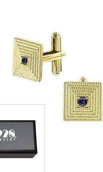 1928 Jewelry Montana Blue Euro Crystal Square Cufflinks
