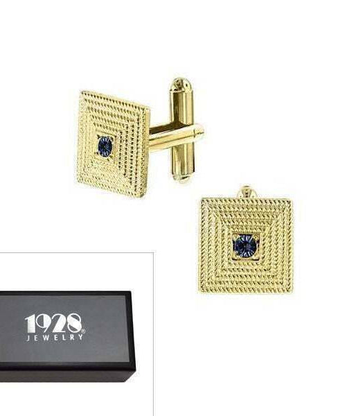 1928 Jewelry Montana Blue Euro Crystal Square Cufflinks