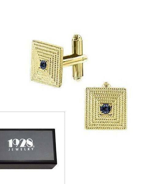 1928 Jewelry Montana Blue Euro Crystal Square Cufflinks