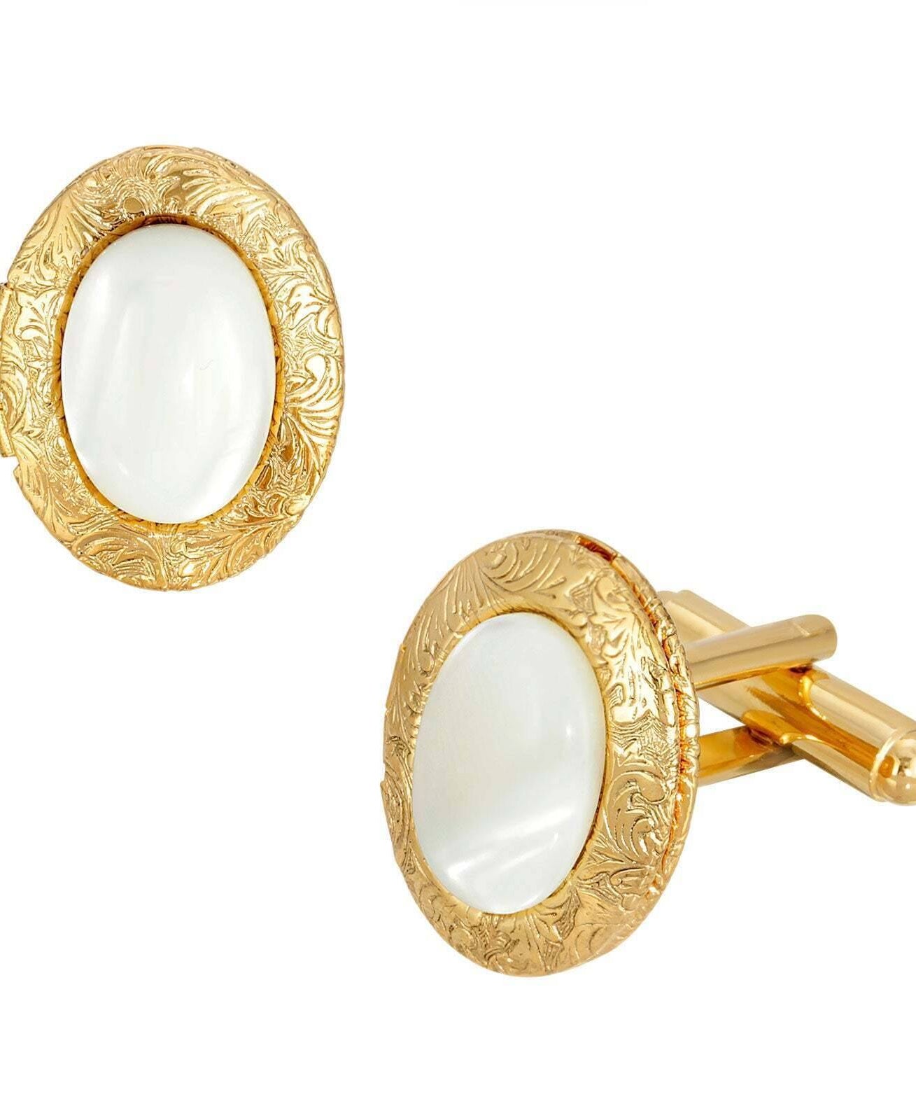 1928 Jewelry Classic Oval Stone Locket Cufflinks