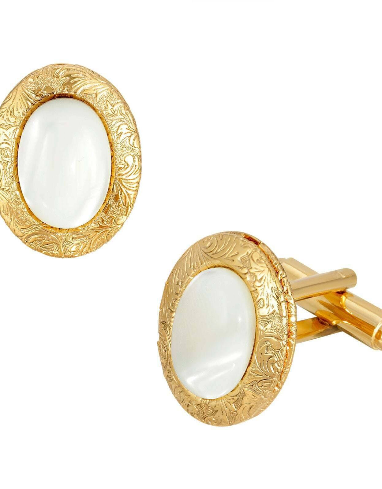 1928 Jewelry Classic Oval Stone Locket Cufflinks