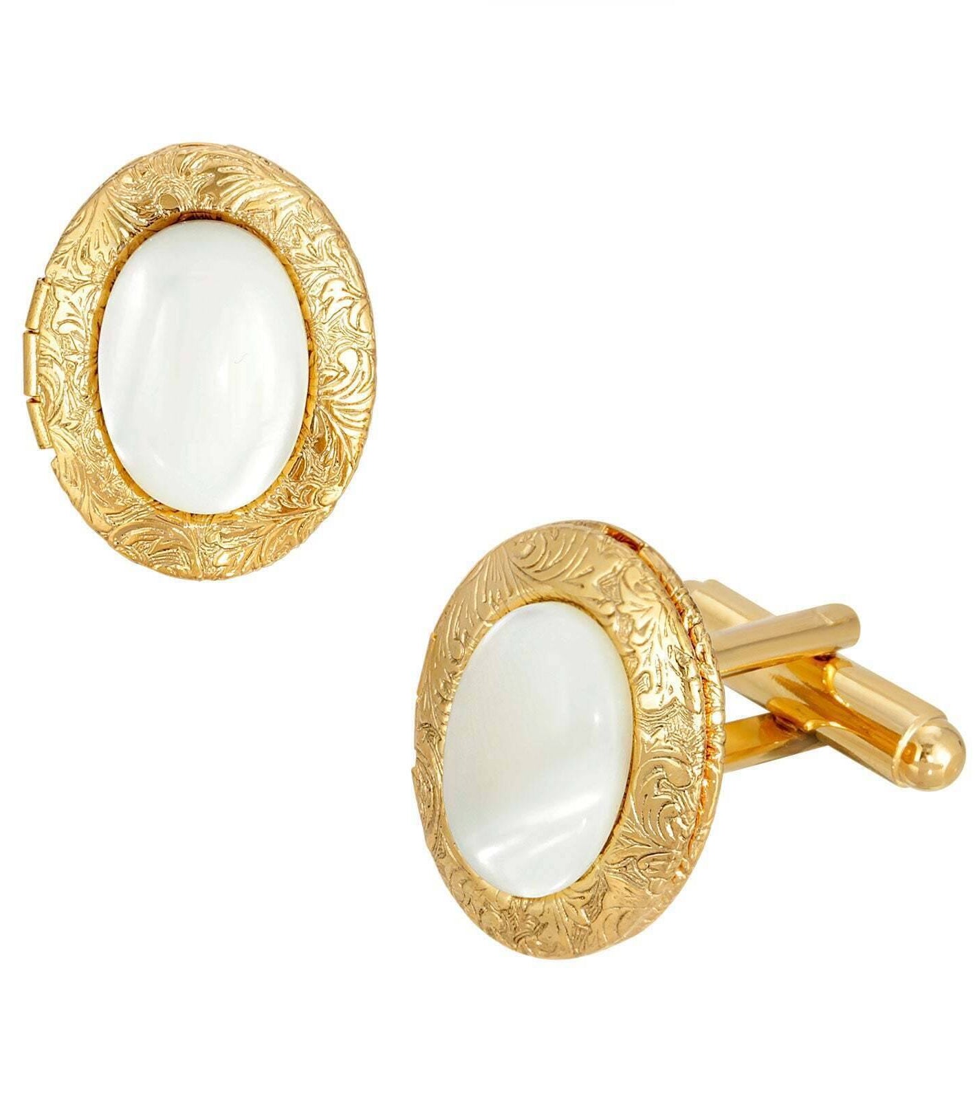 1928 Jewelry Classic Oval Stone Locket Cufflinks