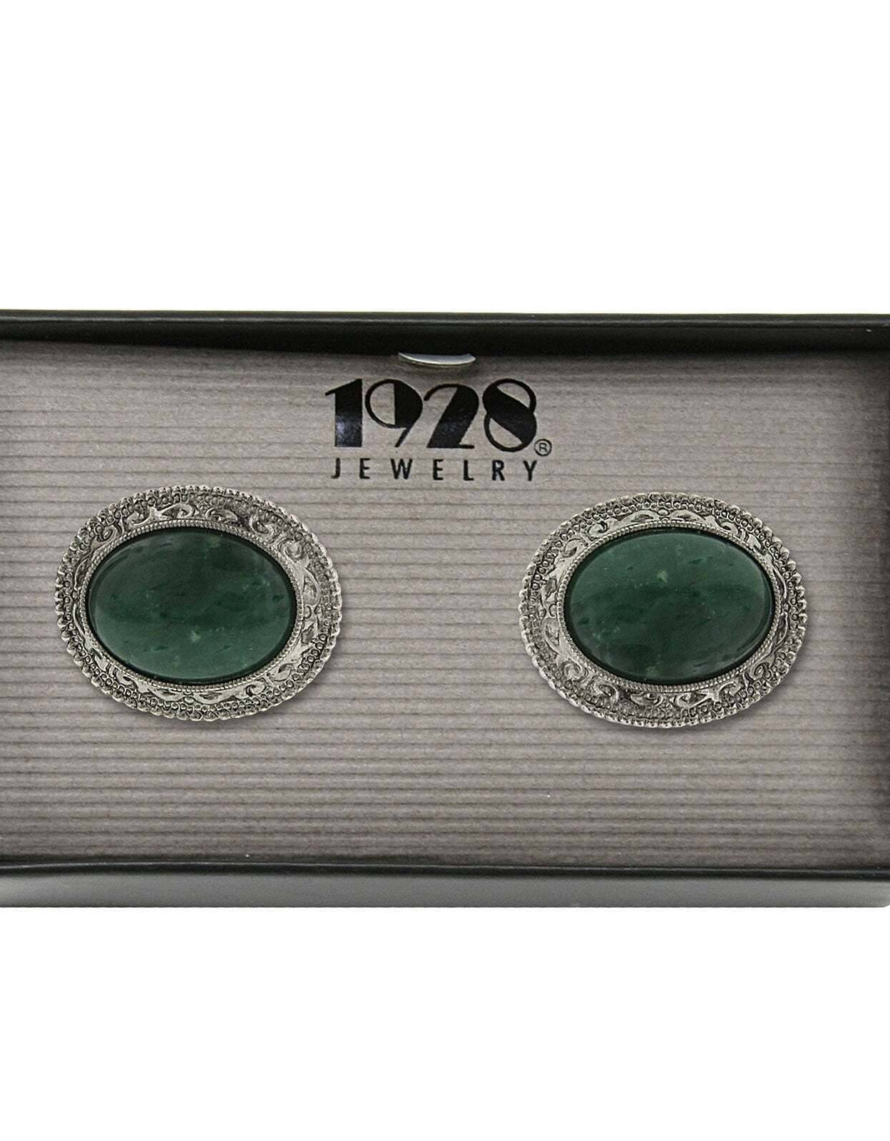 1928 Jewelry Gemstone Oval Cufflinks