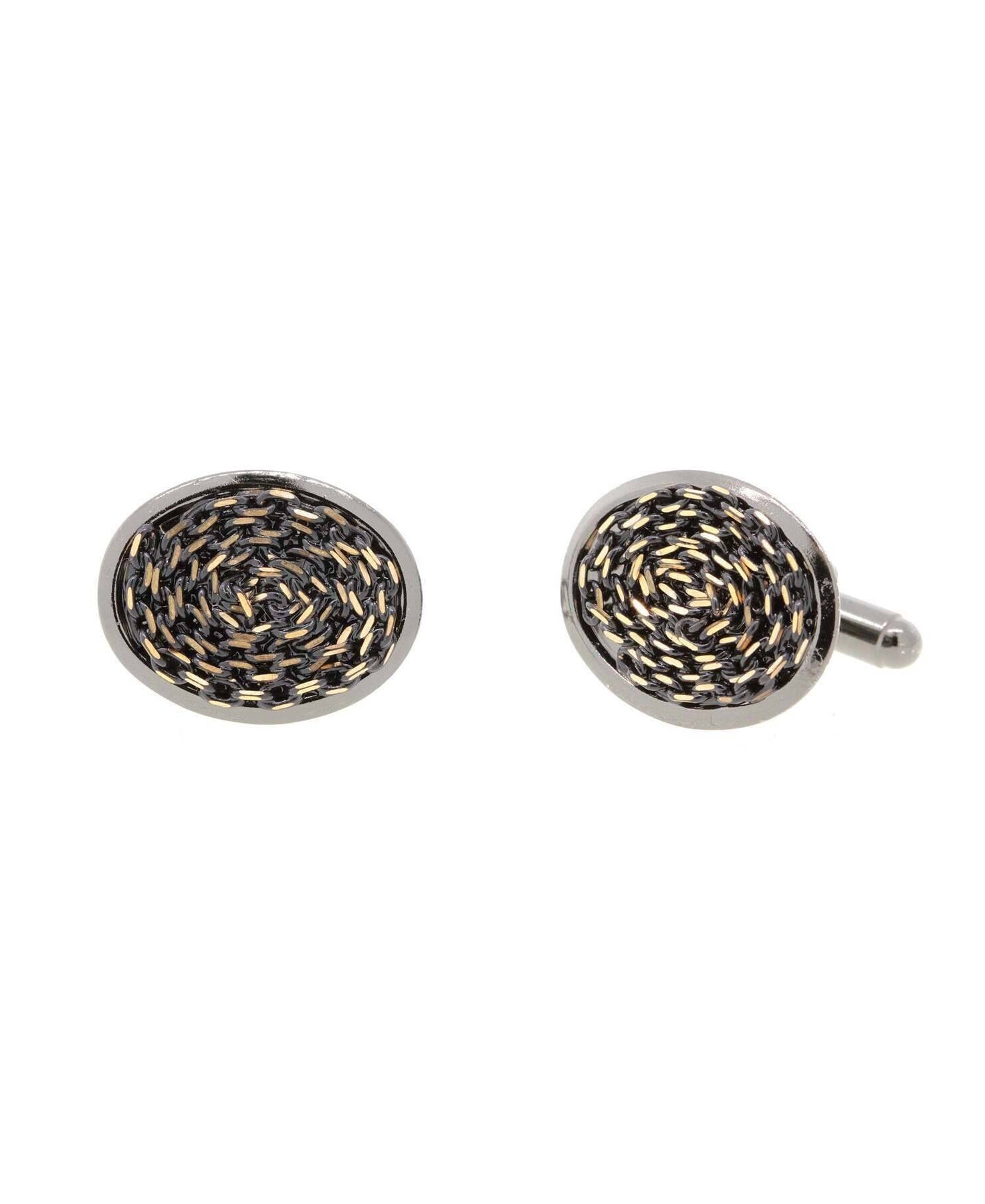 1928 Jewelry Eclipse Black And Gold Chain Cufflinks