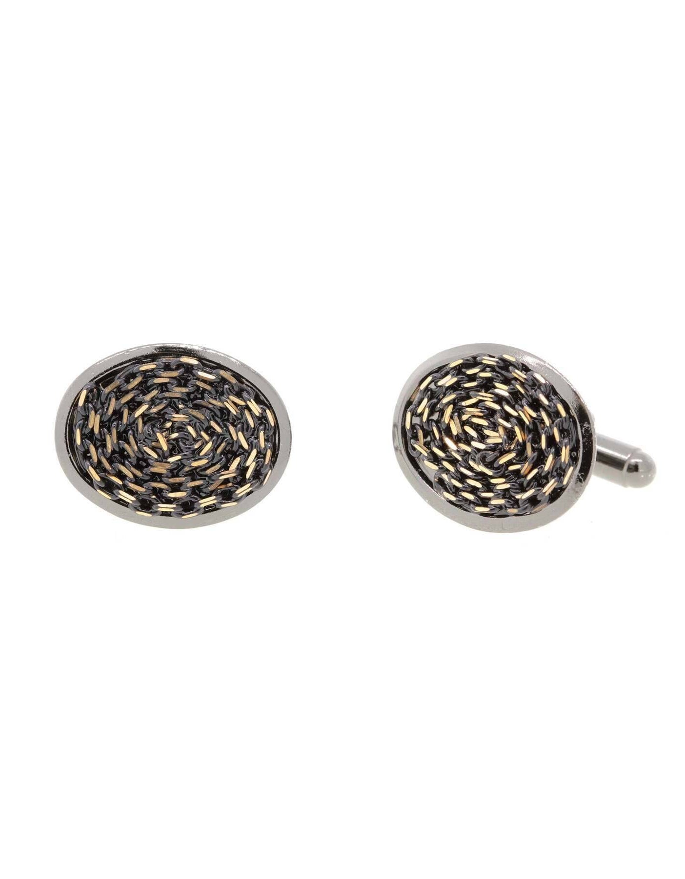 1928 Jewelry Eclipse Black And Gold Chain Cufflinks