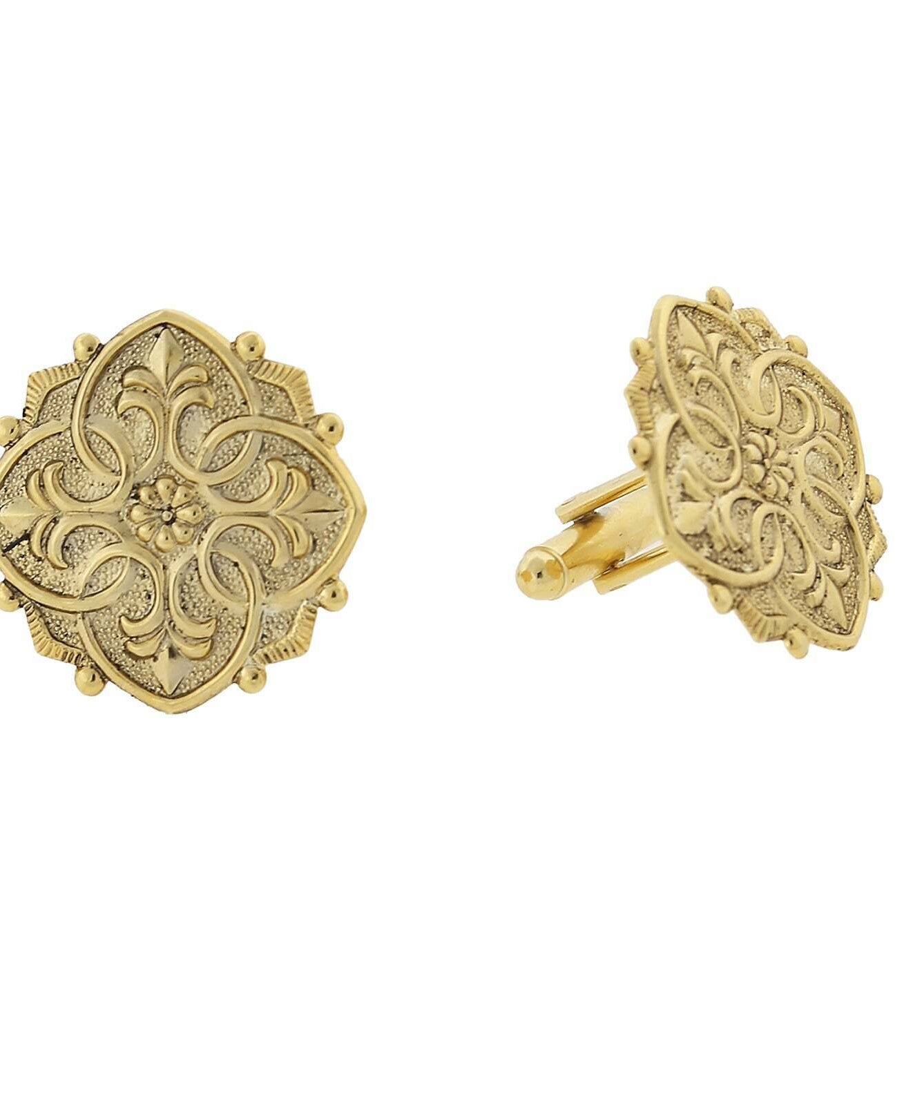 1928 Jewelry Fleur De Lis Medallion Cufflinks