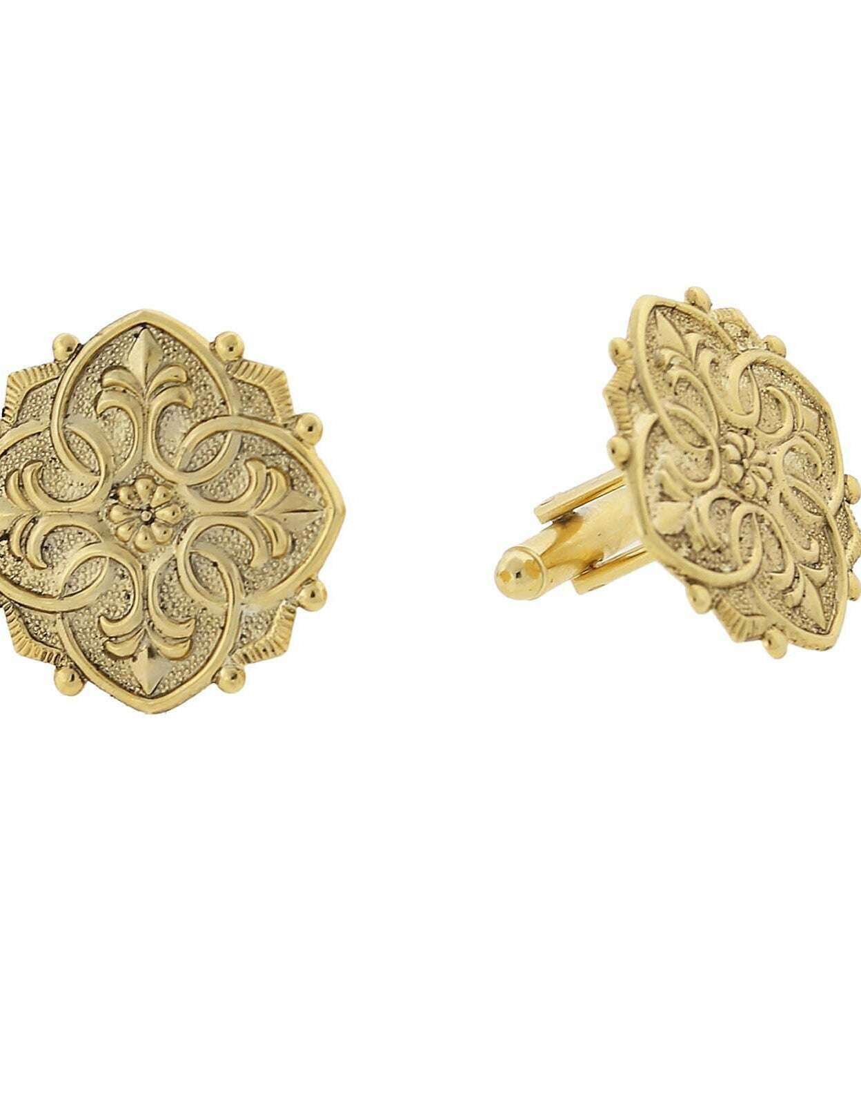 1928 Jewelry Fleur De Lis Medallion Cufflinks