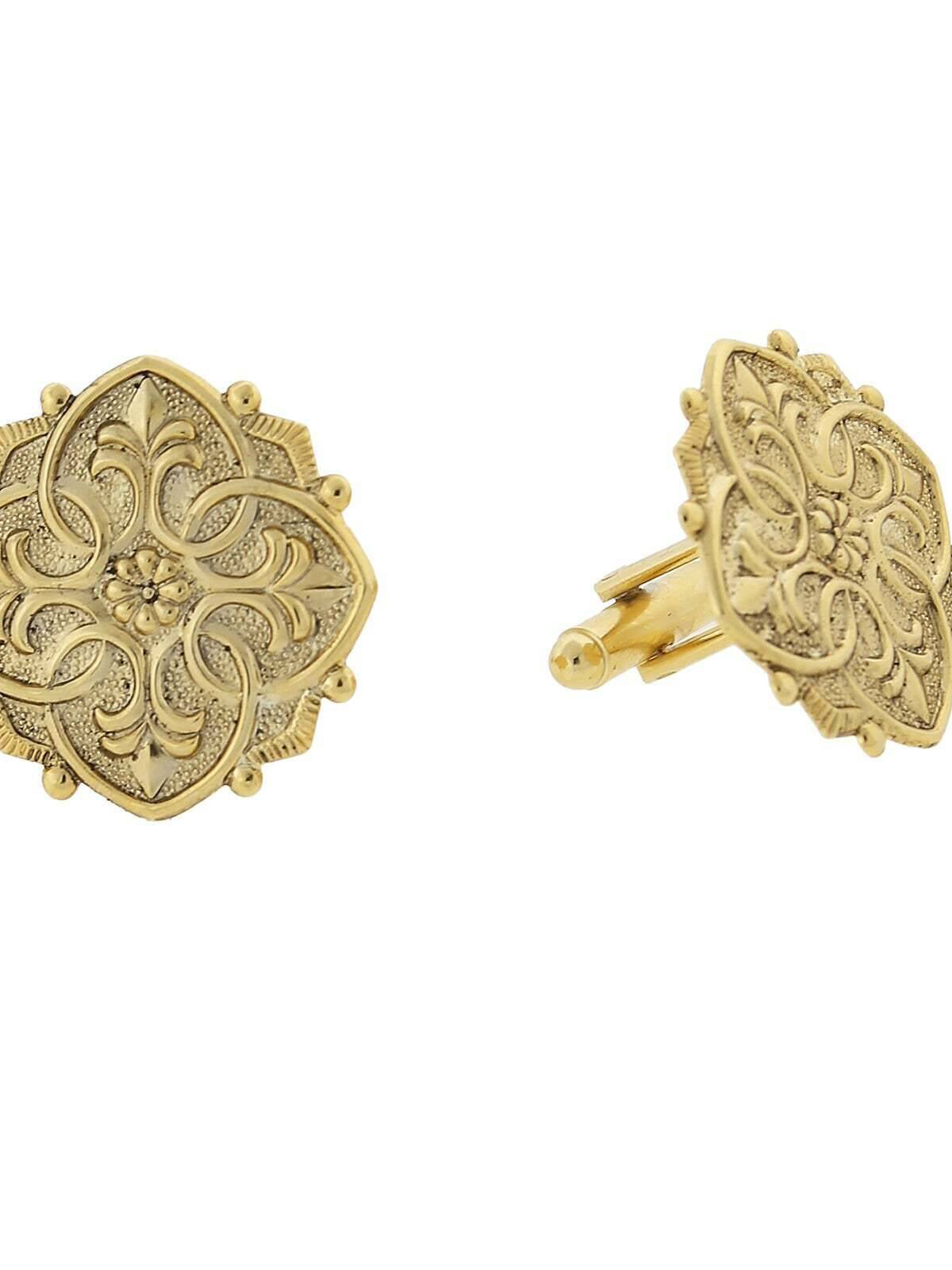 1928 Jewelry Fleur De Lis Medallion Cufflinks