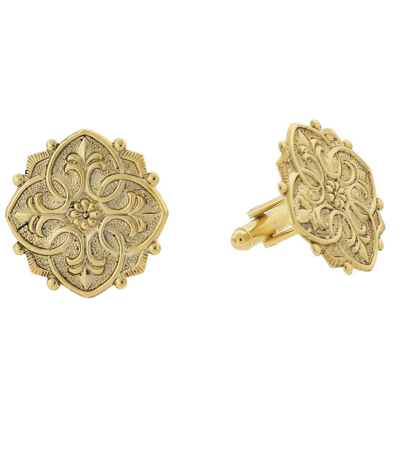 1928 Jewelry Fleur De Lis Medallion Cufflinks
