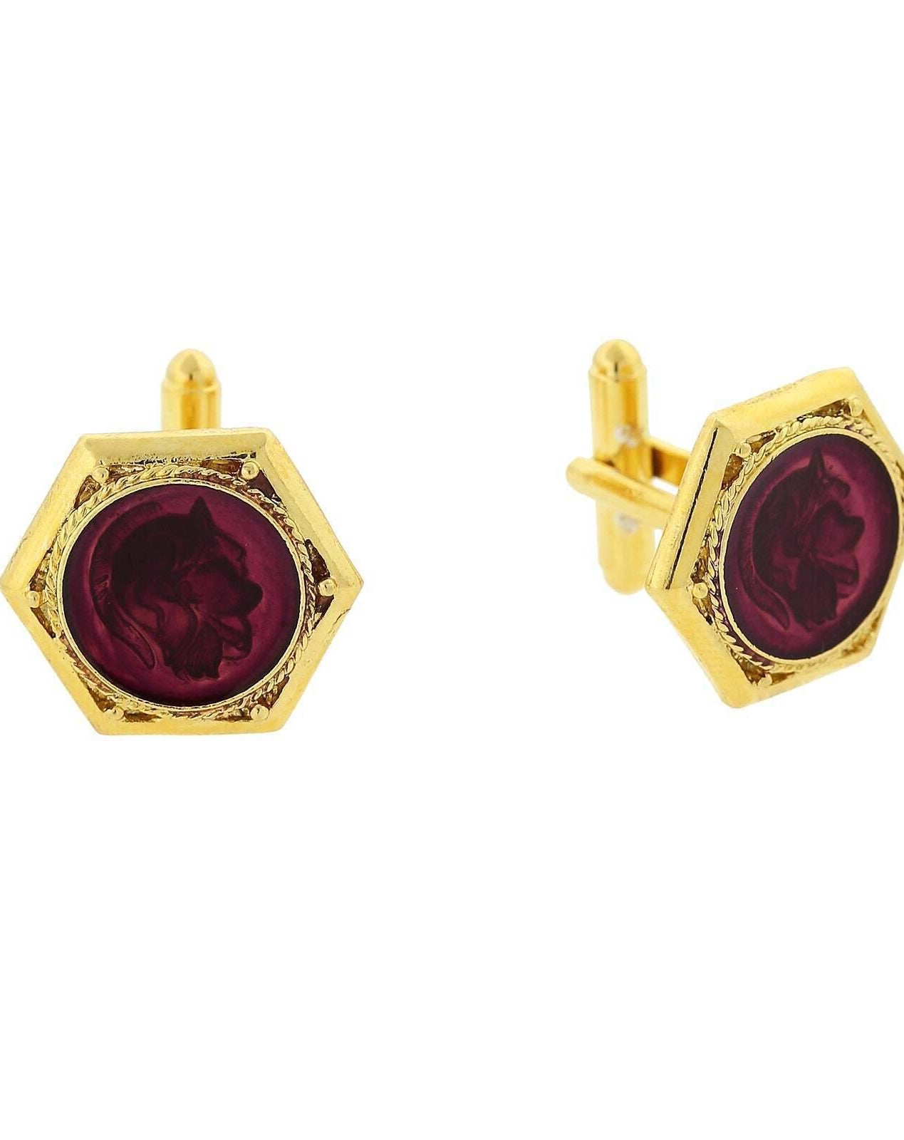 1928 Jewelry Enamel Ancient Greek Warrior Cufflinks