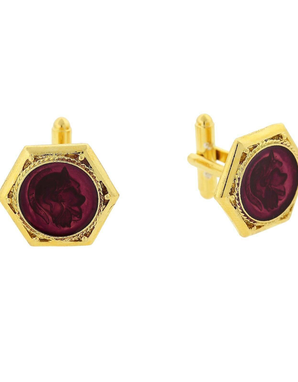 1928 Jewelry Enamel Ancient Greek Warrior Cufflinks