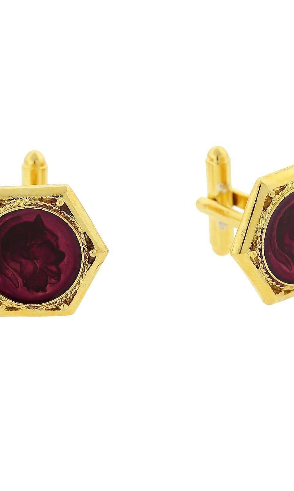 1928 Jewelry Enamel Ancient Greek Warrior Cufflinks