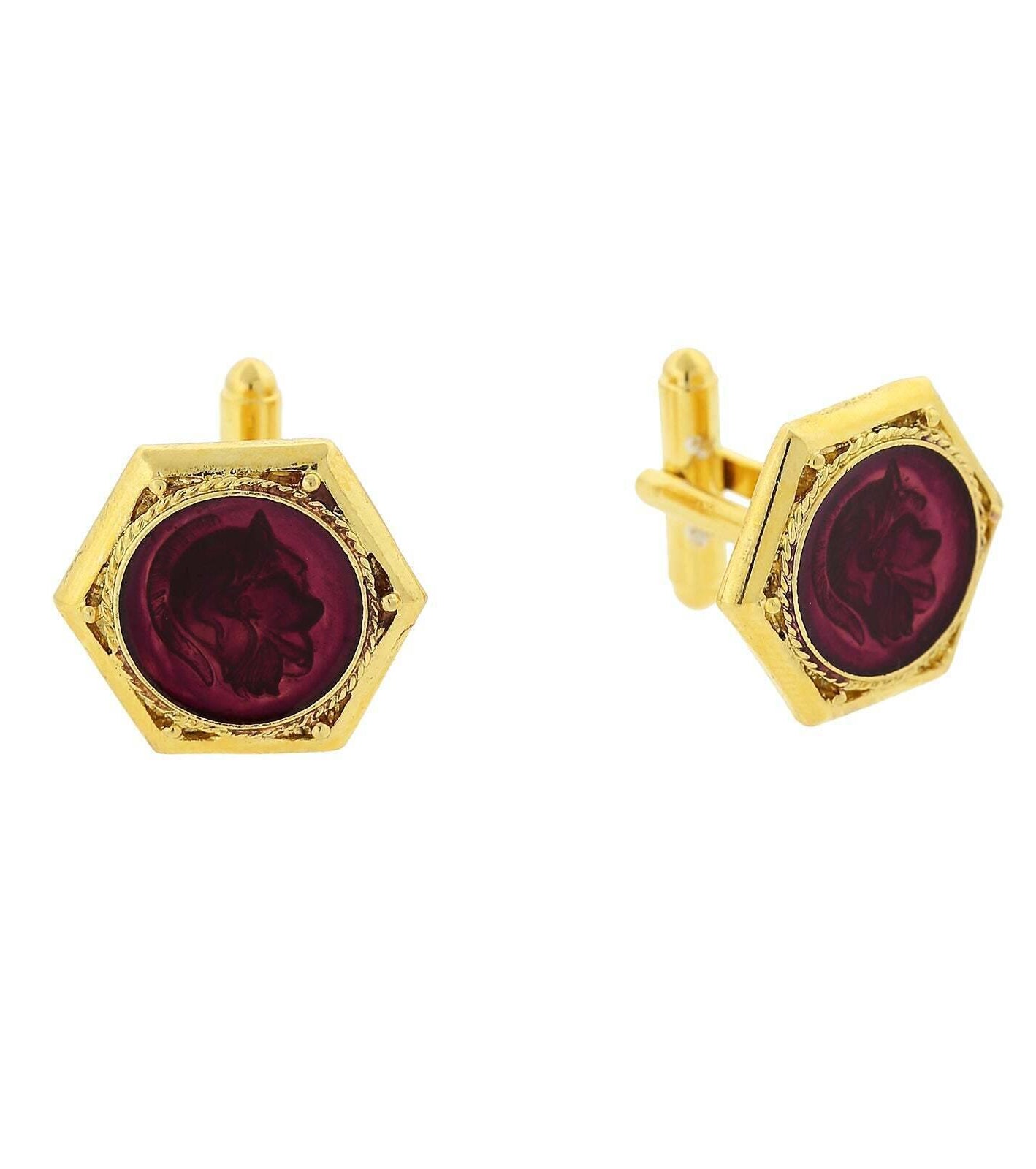 1928 Jewelry Enamel Ancient Greek Warrior Cufflinks