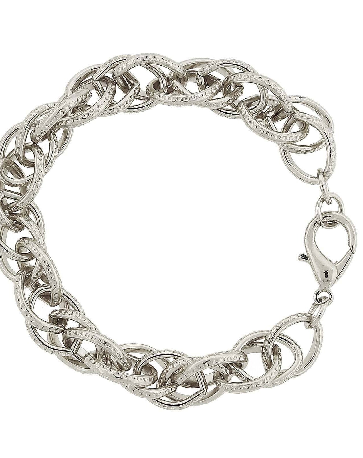 2028 Jewelry Silver Big Link Knurled Curb Bracelet