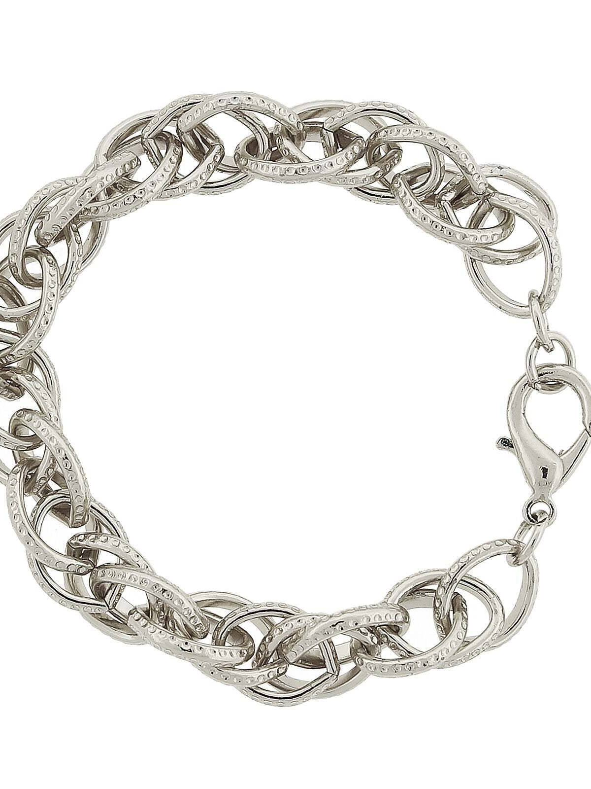 2028 Jewelry Silver Big Link Knurled Curb Bracelet
