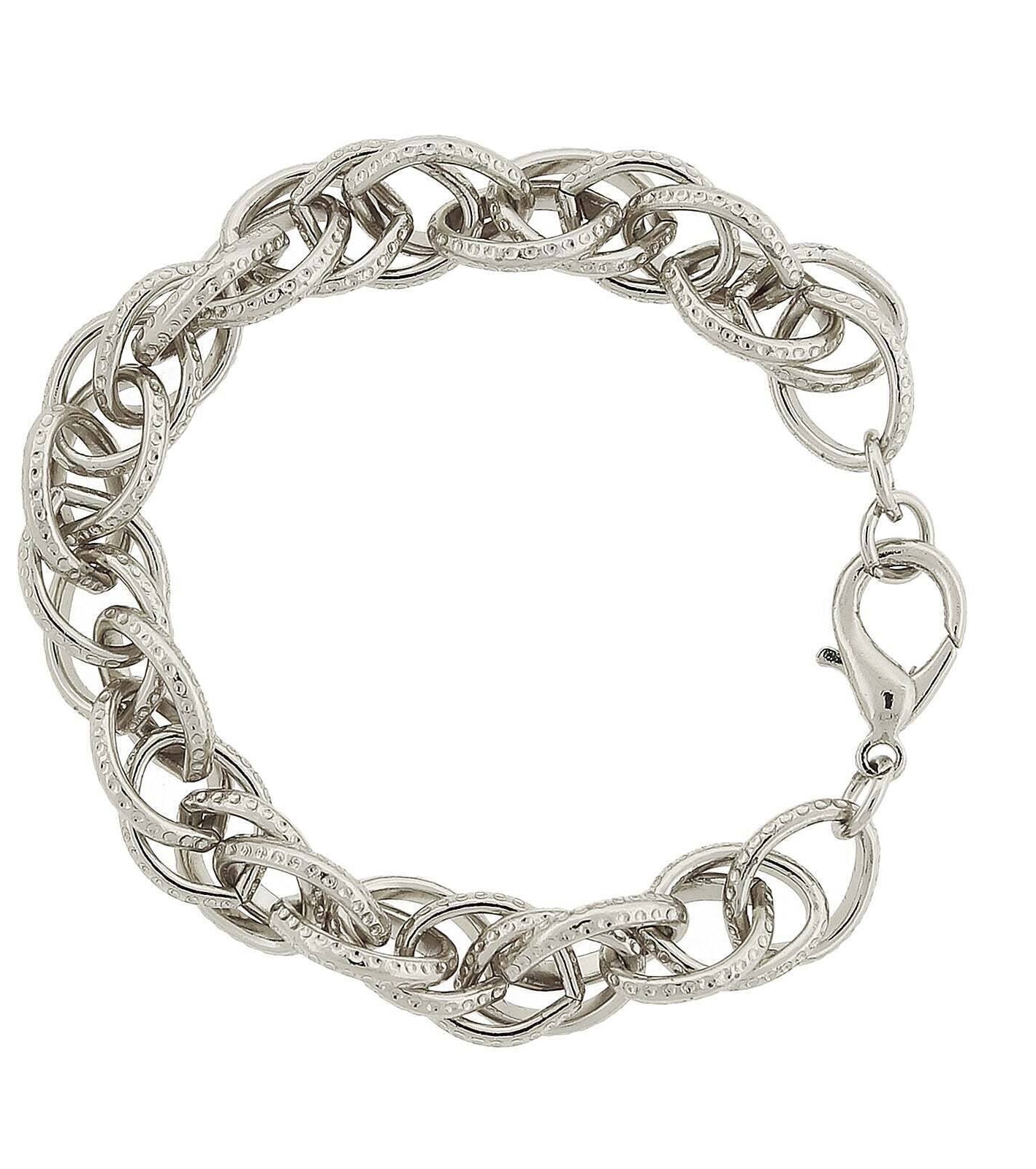 2028 Jewelry Silver Big Link Knurled Curb Bracelet