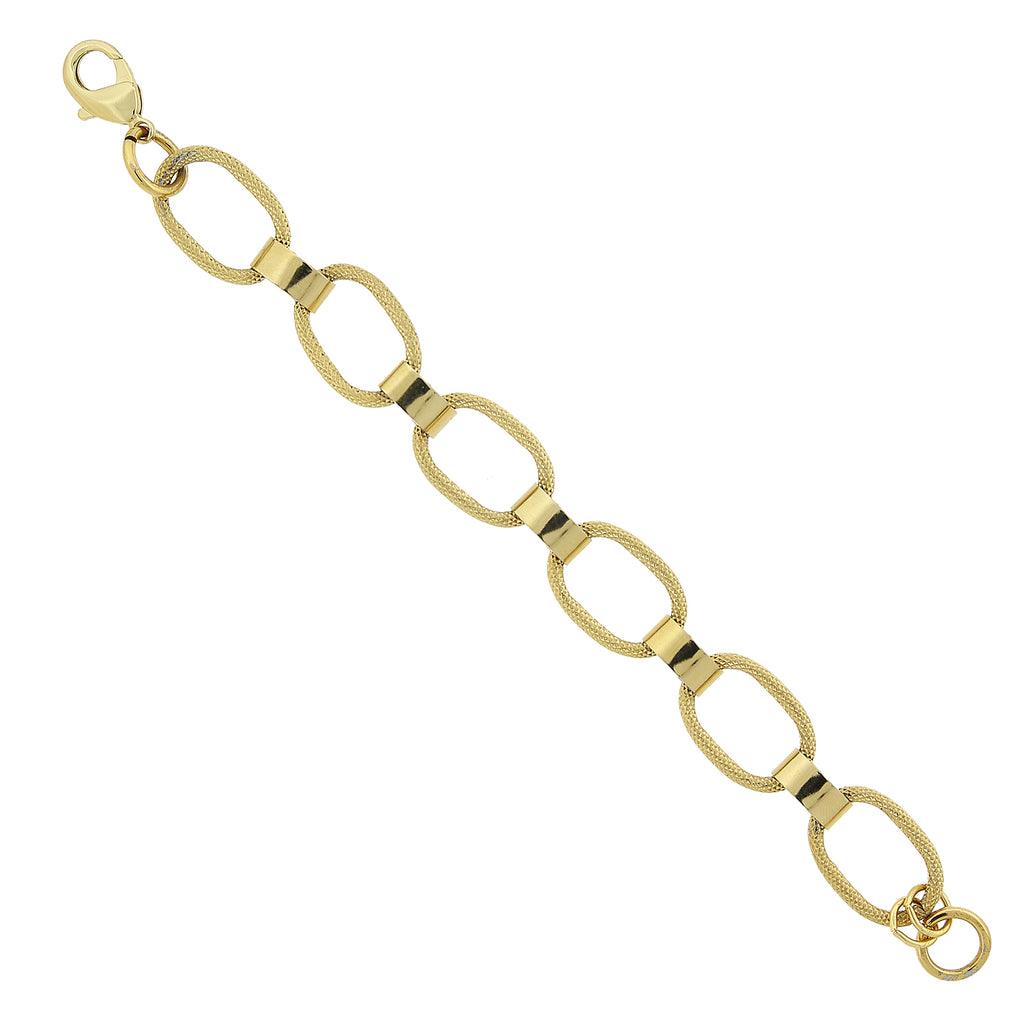 Gold Vintage Style Classic Textured Link Bracelet