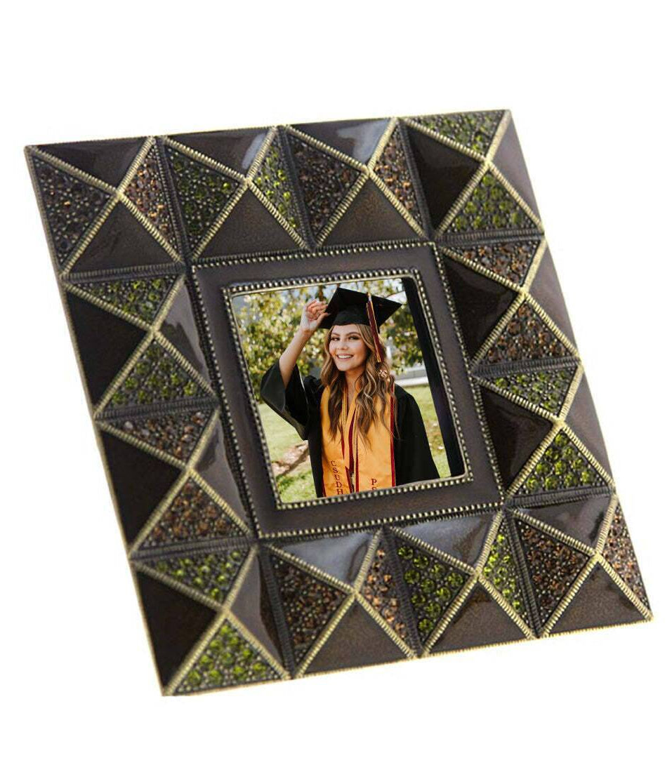 1928 Jewelry Pyramidal Elegance Square Crystal Picture Frame 2" X 2"