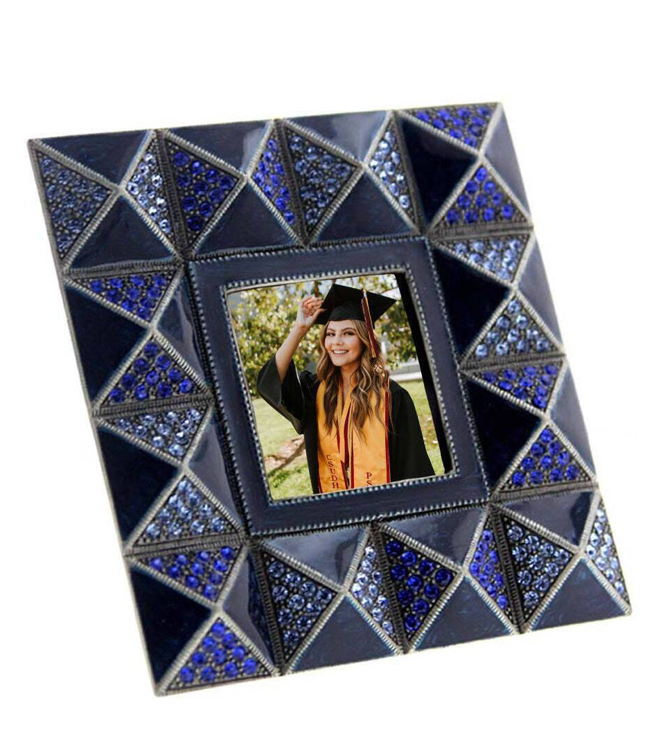 1928 Jewelry Pyramidal Elegance Square Crystal Picture Frame 2" X 2"