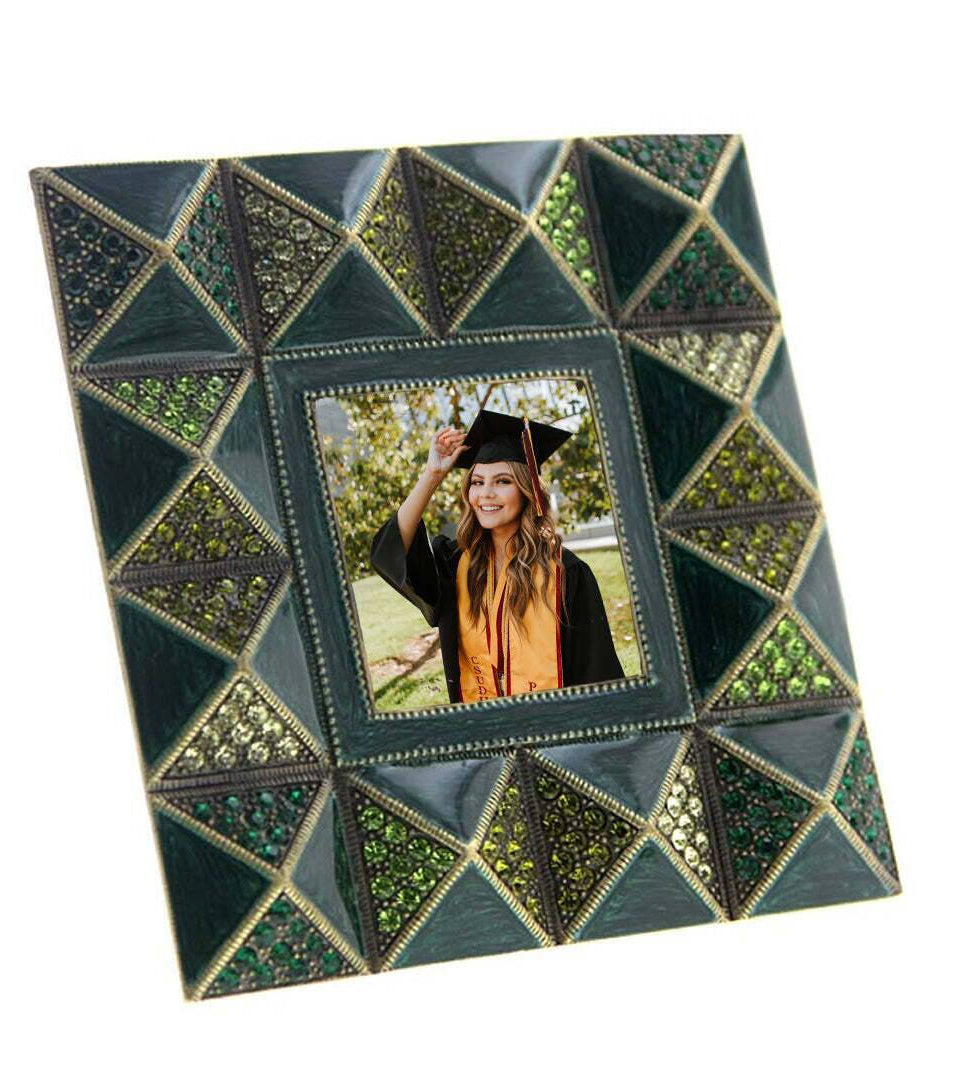 1928 Jewelry Pyramidal Elegance Square Crystal Picture Frame 2" X 2"