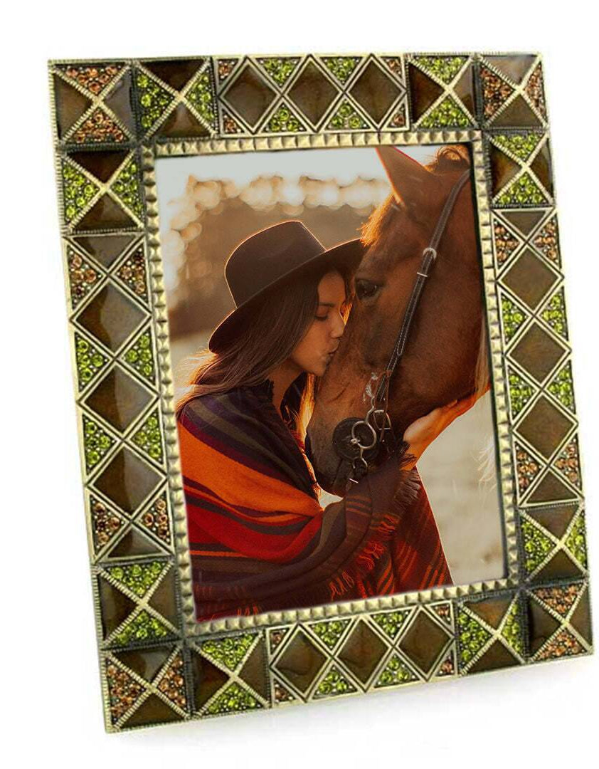 1928 Jewelry Pyramidal & Diamond Elegance Rectangular Crystal Picture Frame 3.5" x 5"