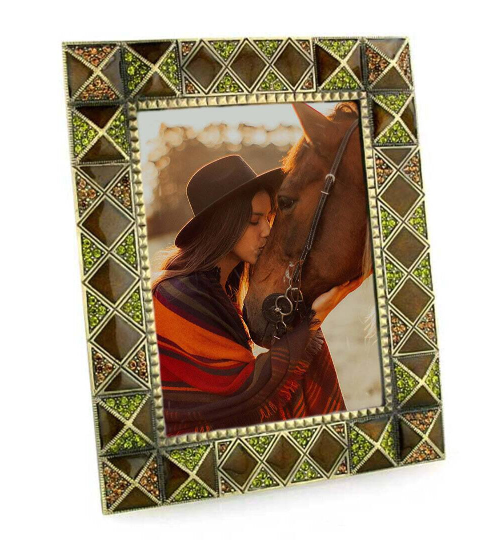 1928 Jewelry Pyramidal & Diamond Elegance Rectangular Crystal Picture Frame 3.5" x 5"