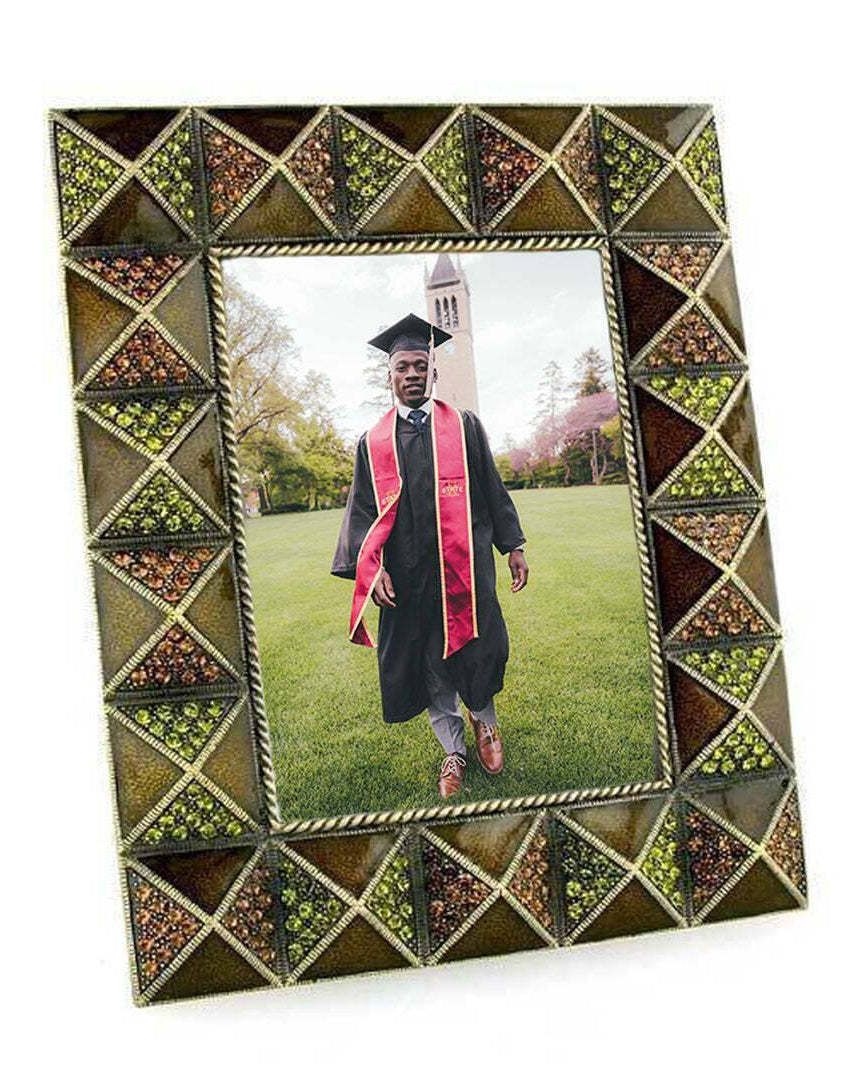 1928 Jewelry Pyramidal Elegance Rectangle Crystal Picture Frame 3.5" x 5"