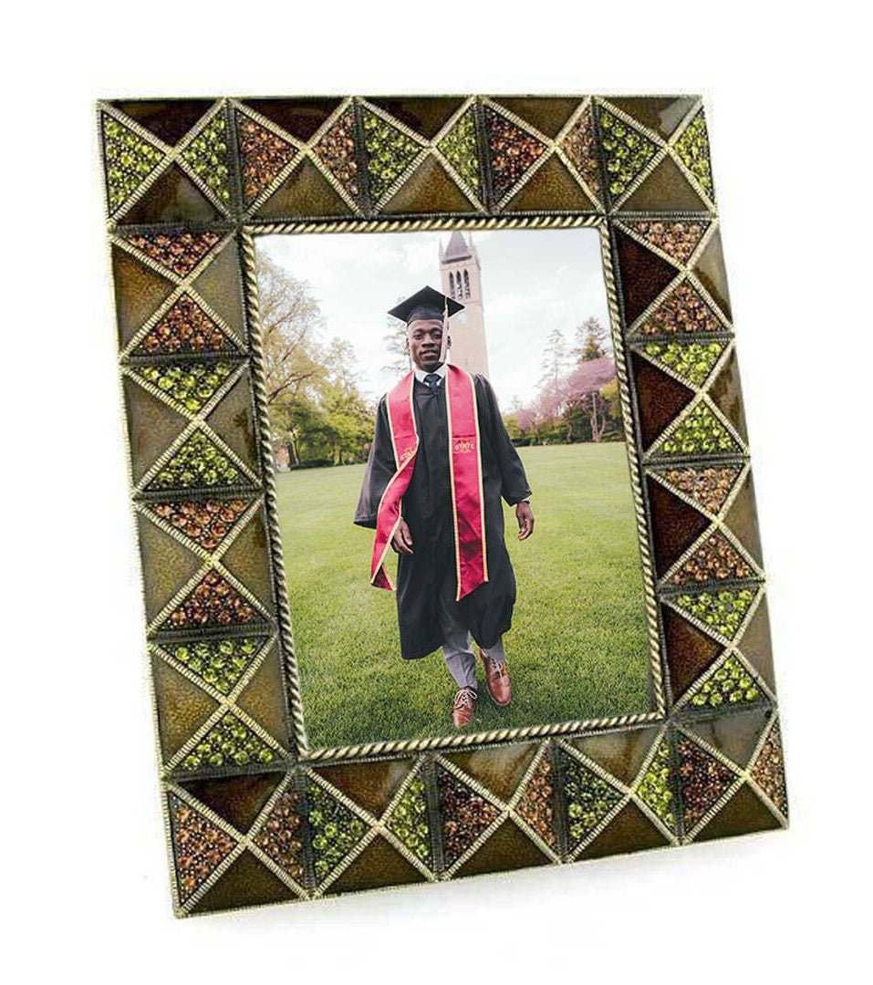 1928 Jewelry Pyramidal Elegance Rectangle Crystal Picture Frame 3.5" x 5"