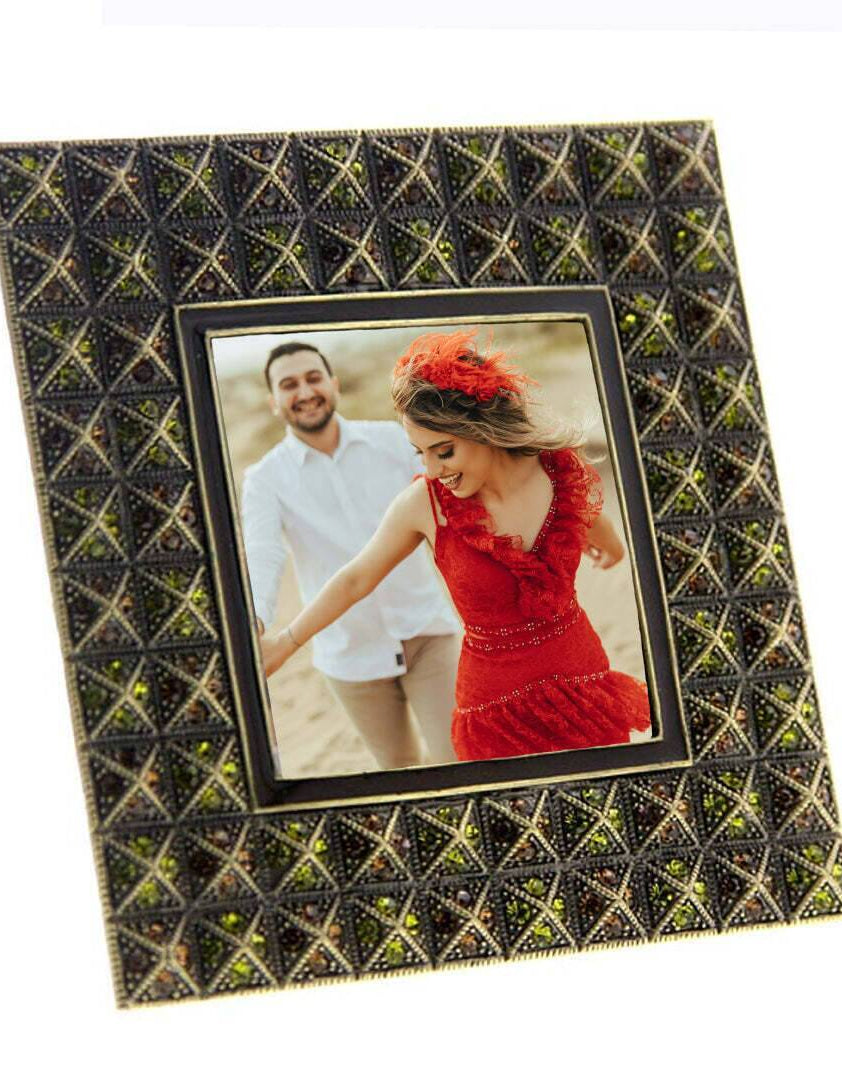 1928 Jewelry Stile Moderno Crystal Square Picture Frame 2.5" x 2.5"