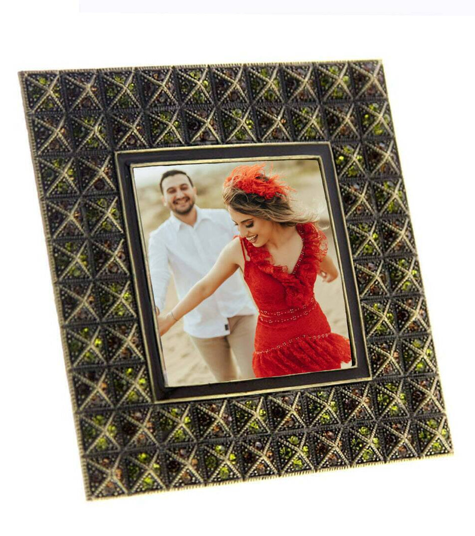 1928 Jewelry Stile Moderno Crystal Square Picture Frame 2.5" x 2.5"