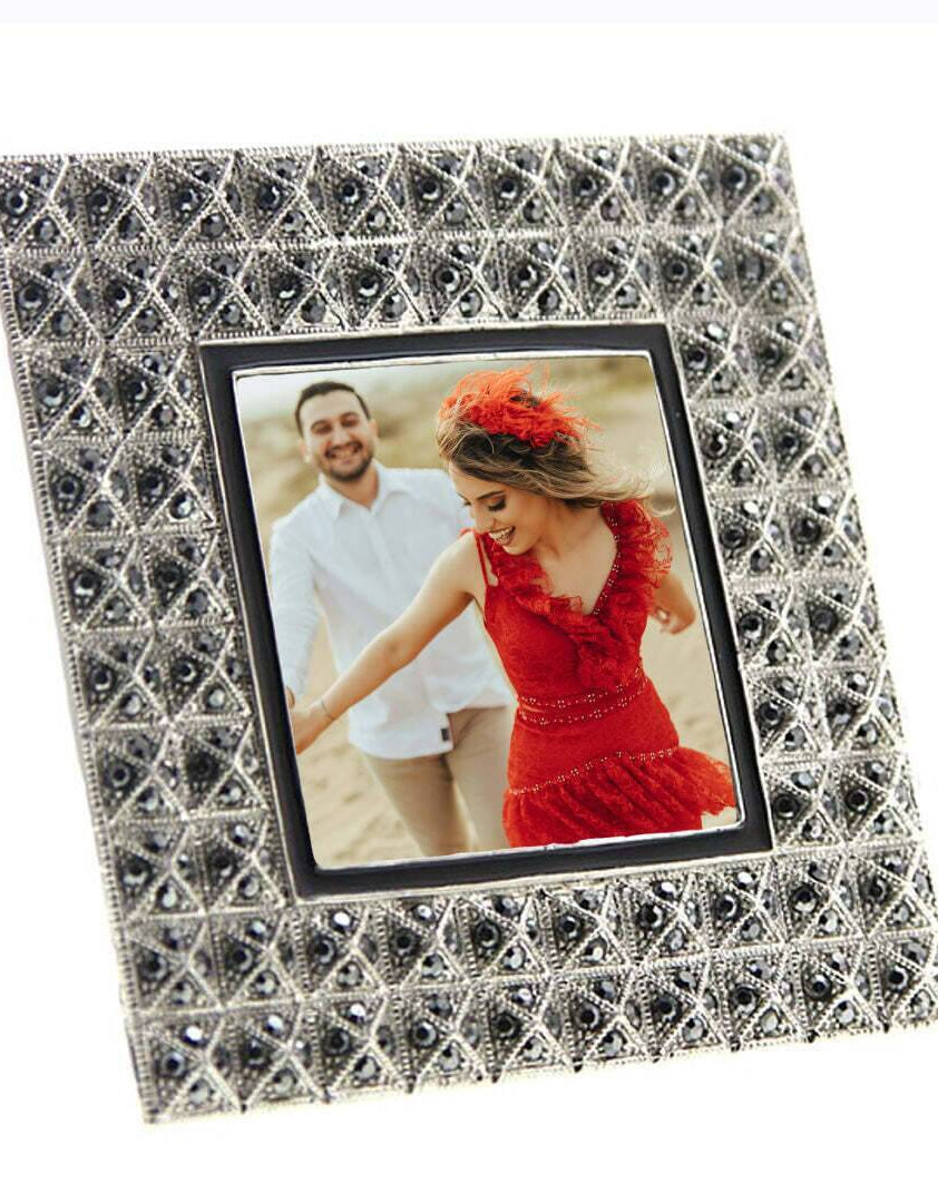 1928 Jewelry Stile Moderno Crystal Square Picture Frame 2.5" x 2.5"