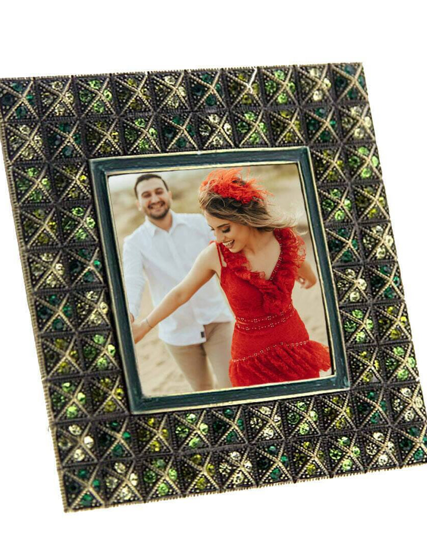 1928 Jewelry Stile Moderno Crystal Square Picture Frame 2.5" x 2.5"