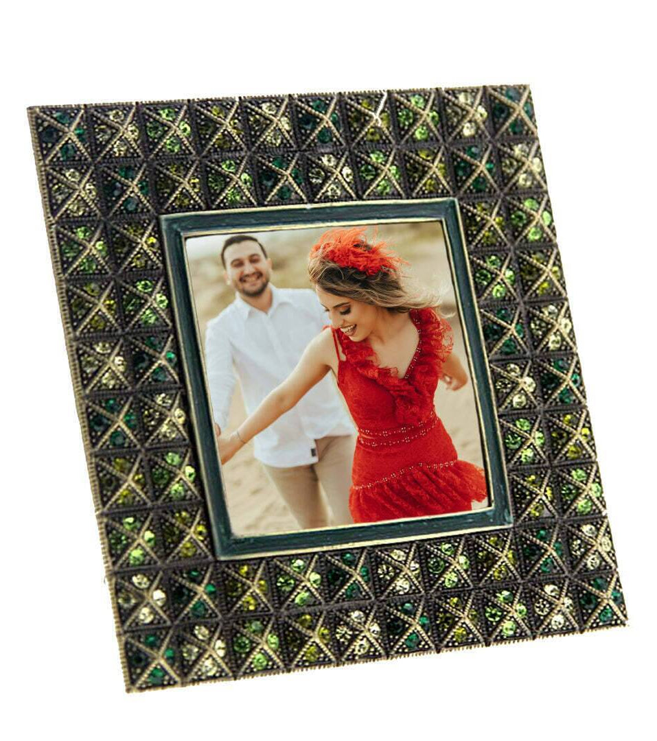 1928 Jewelry Stile Moderno Crystal Square Picture Frame 2.5" x 2.5"