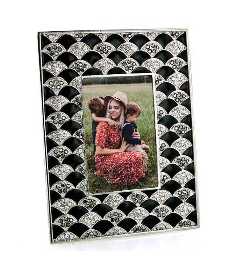 1928 Jewelry Crystal Fan Symphony Square Picture Frame 2" x 3"