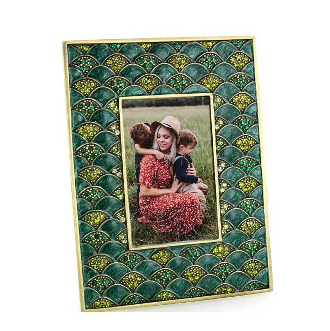 1928 Jewelry Crystal Fan Symphony Square Picture Frame 2" x 3"