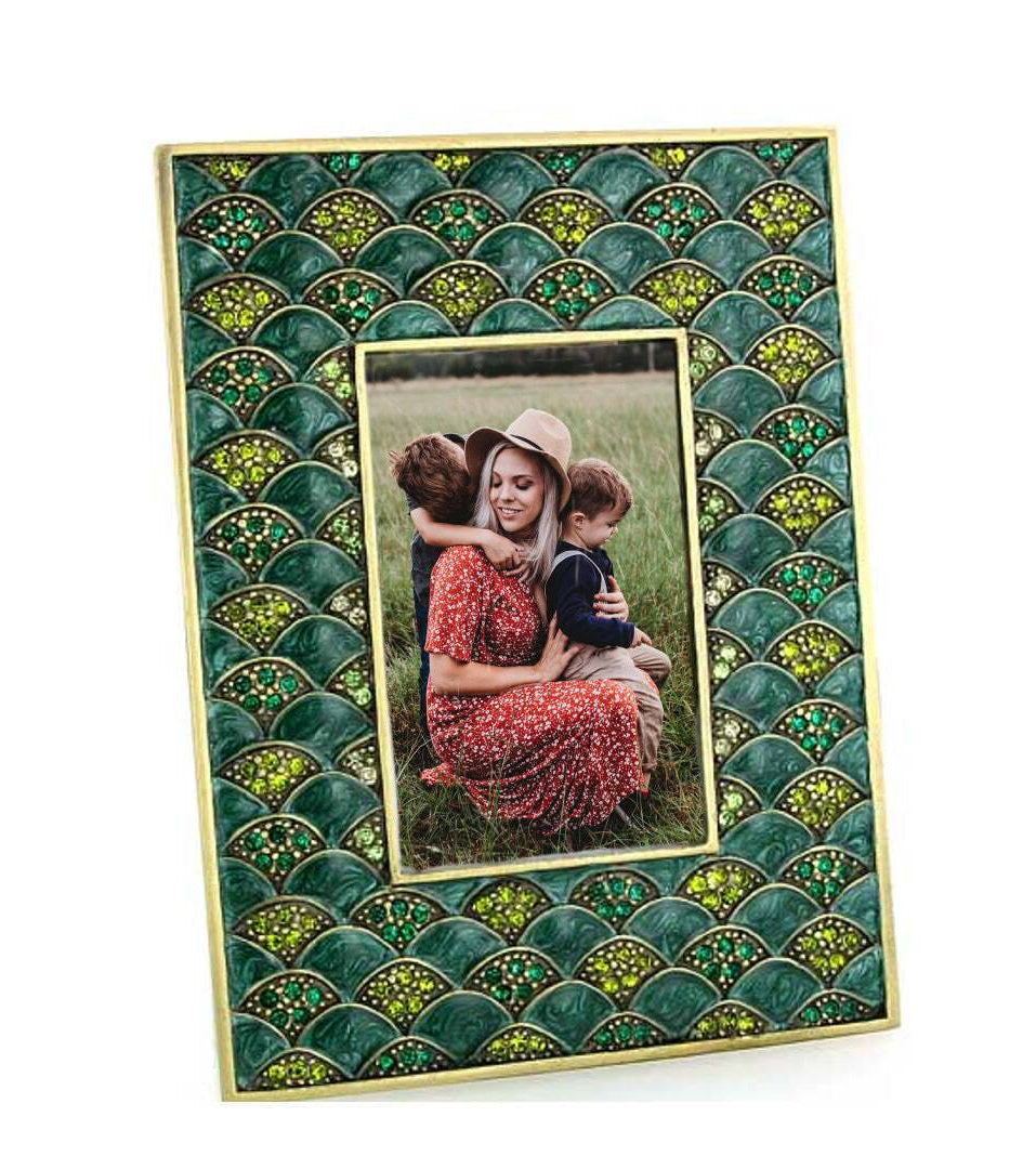 1928 Jewelry Crystal Fan Symphony Square Picture Frame 2" x 3"