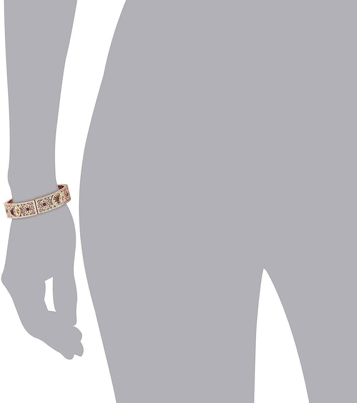 1928 Jewelry Manor House Rose Purple Crystal Flower Stretch Bracelet