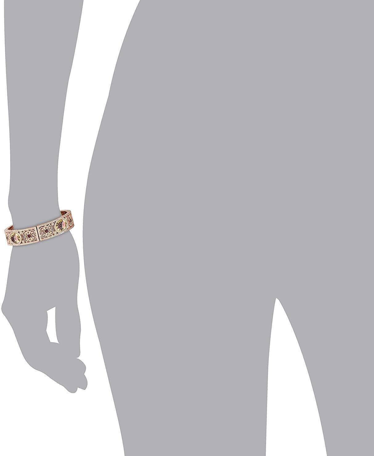 1928 Jewelry Manor House Rose Purple Crystal Flower Stretch Bracelet