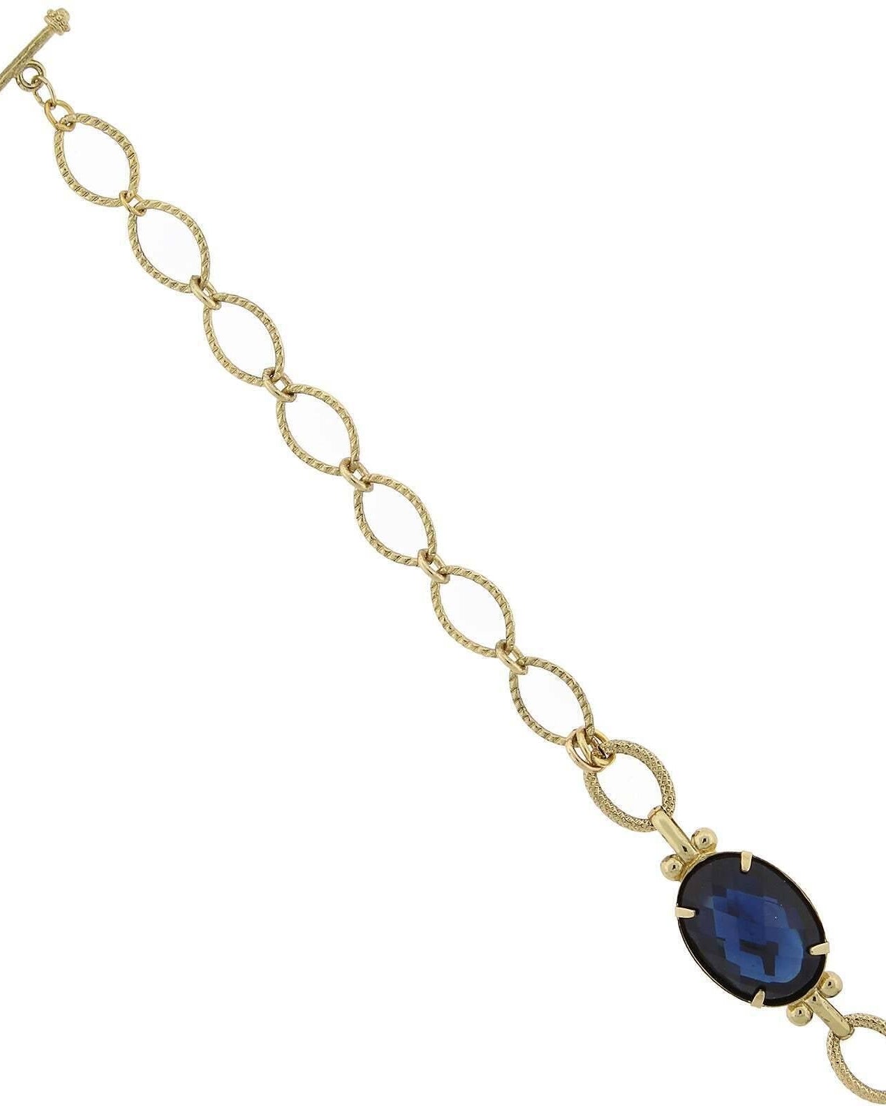 1928 Jewelry Oval Montana Blue Stone Link Chain Toggle Bracelet
