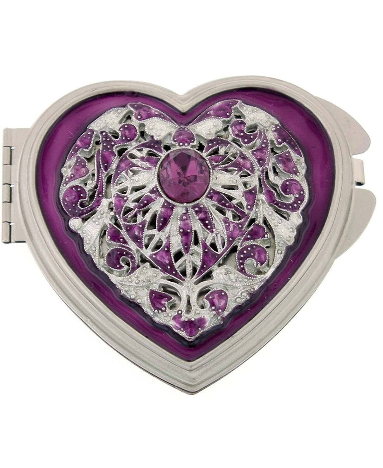 1928 Jewelry Venus Crystal Heart Compact Mirror