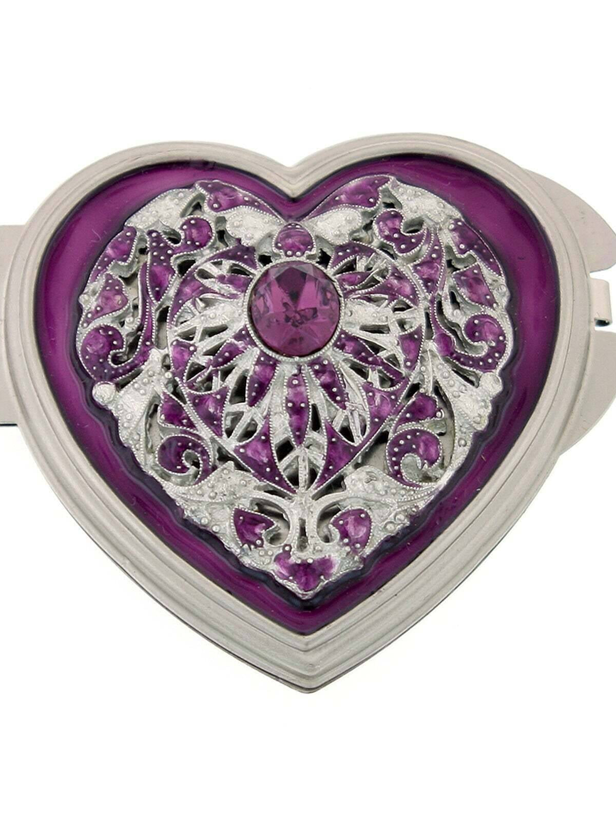 1928 Jewelry Venus Crystal Heart Compact Mirror