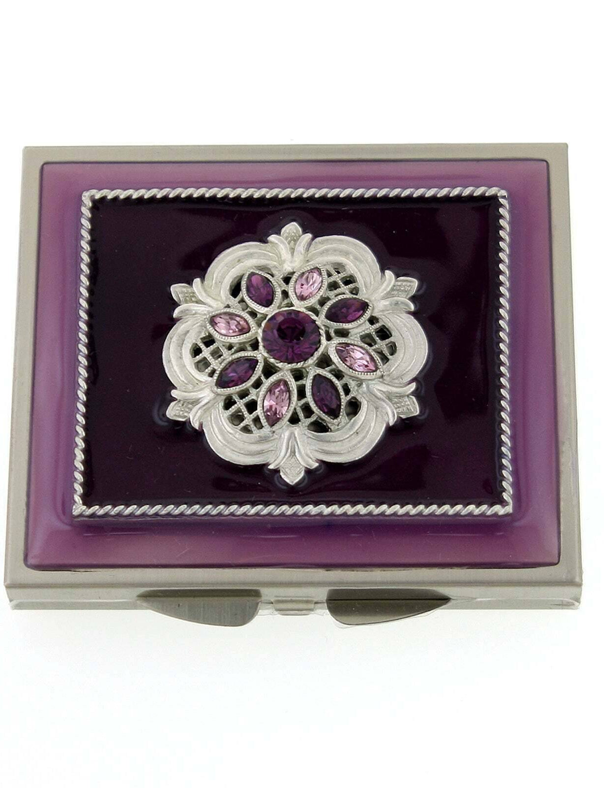 1928 Jewelry Classico Floreale Crystal Square Compact Mirror