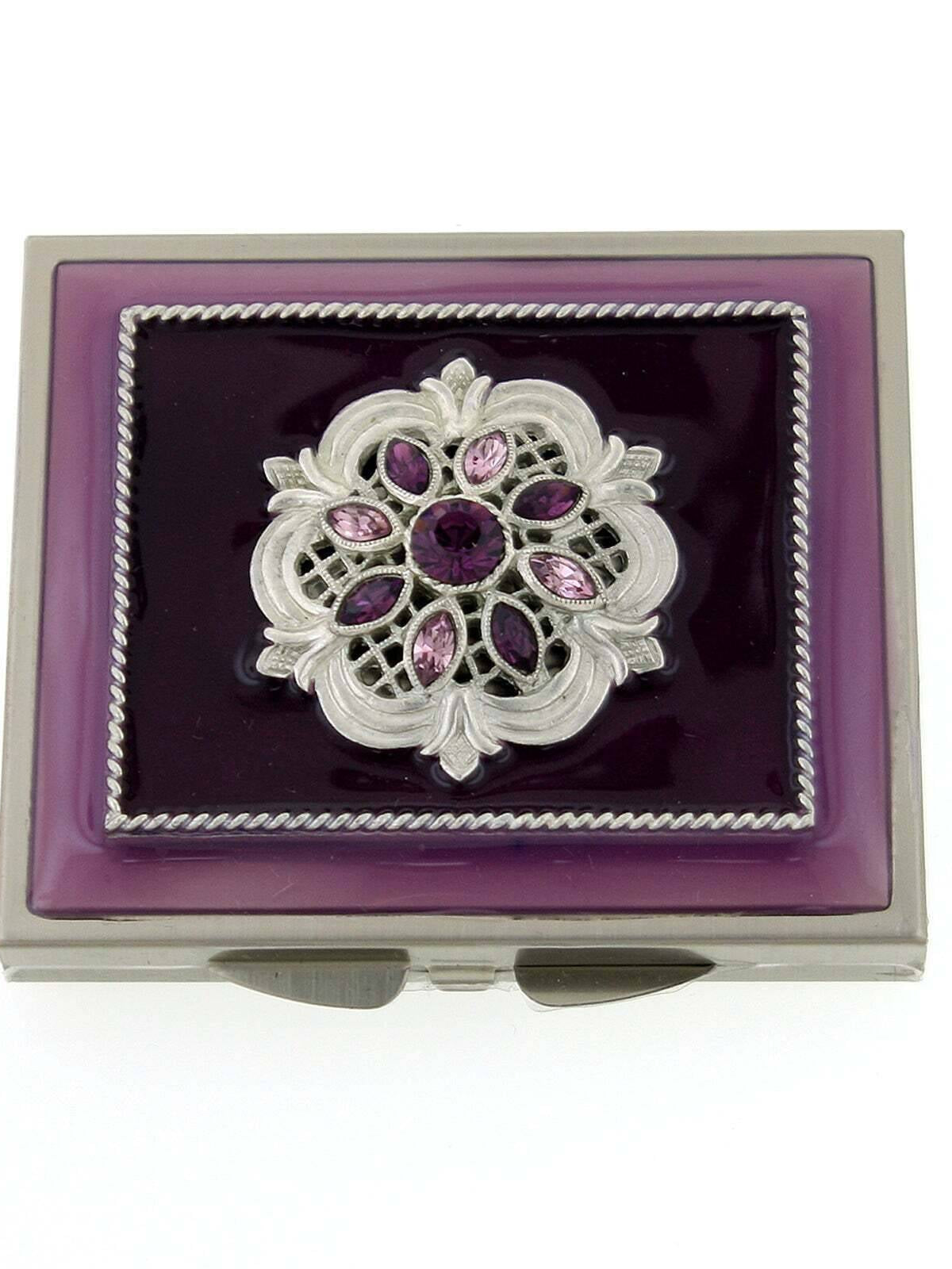 1928 Jewelry Classico Floreale Crystal Square Compact Mirror