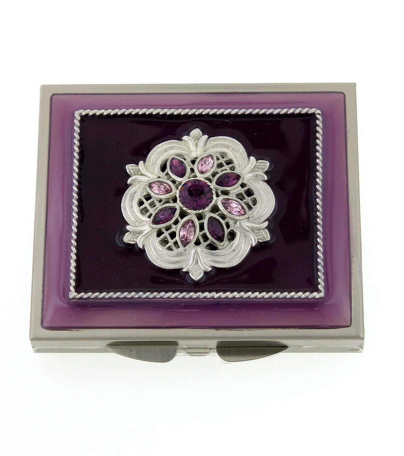 1928 Jewelry Classico Floreale Crystal Square Compact Mirror