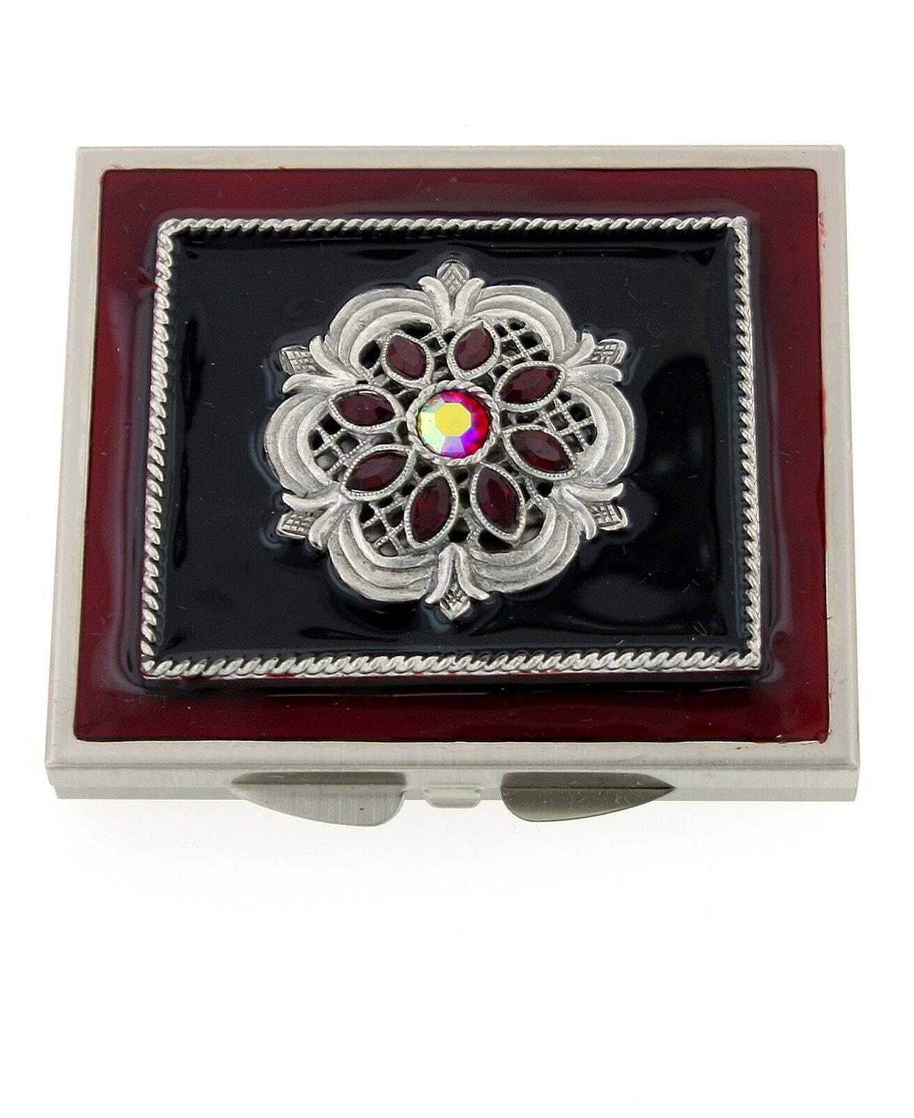 1928 Jewelry Classico Floreale Crystal Square Compact Mirror