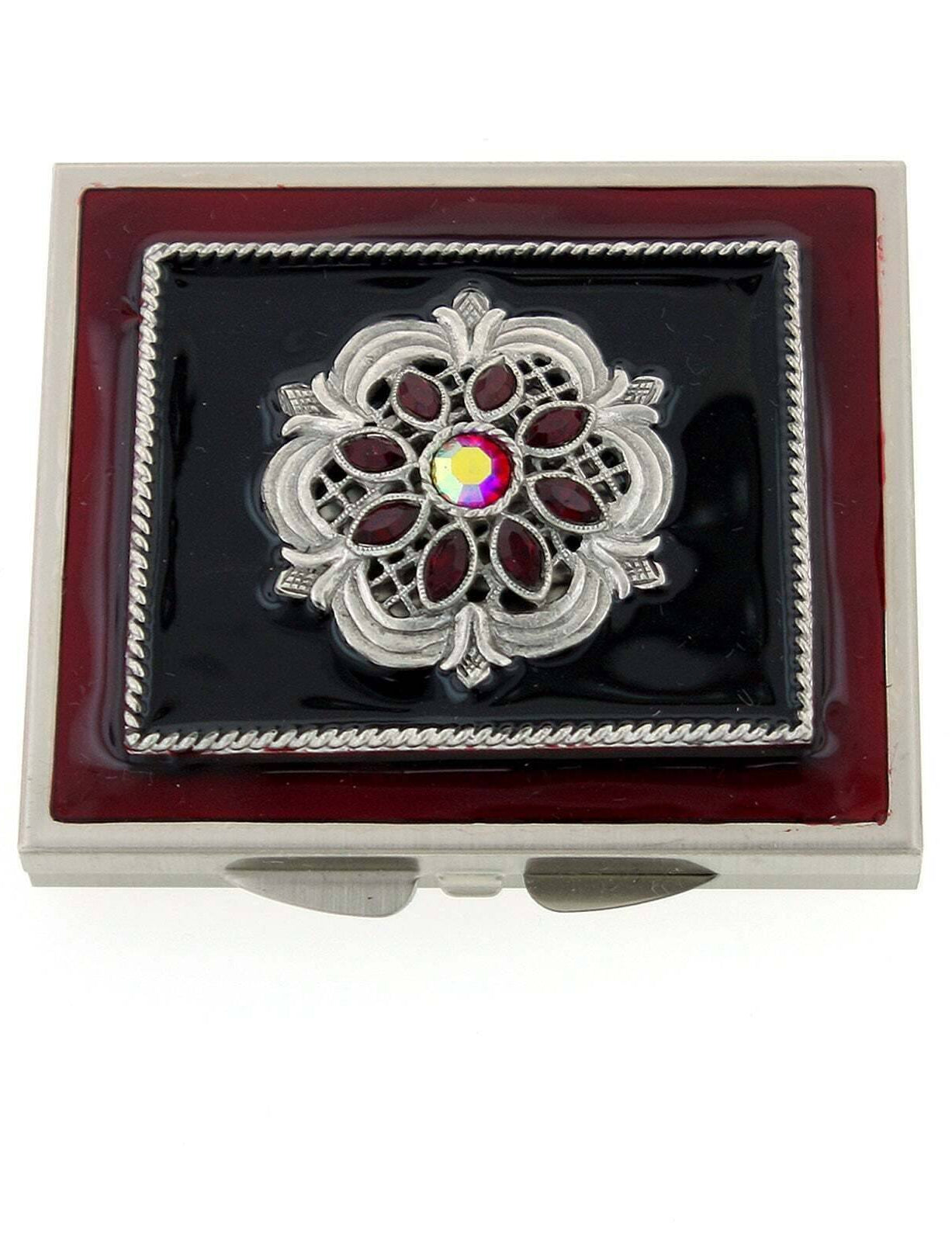 1928 Jewelry Classico Floreale Crystal Square Compact Mirror