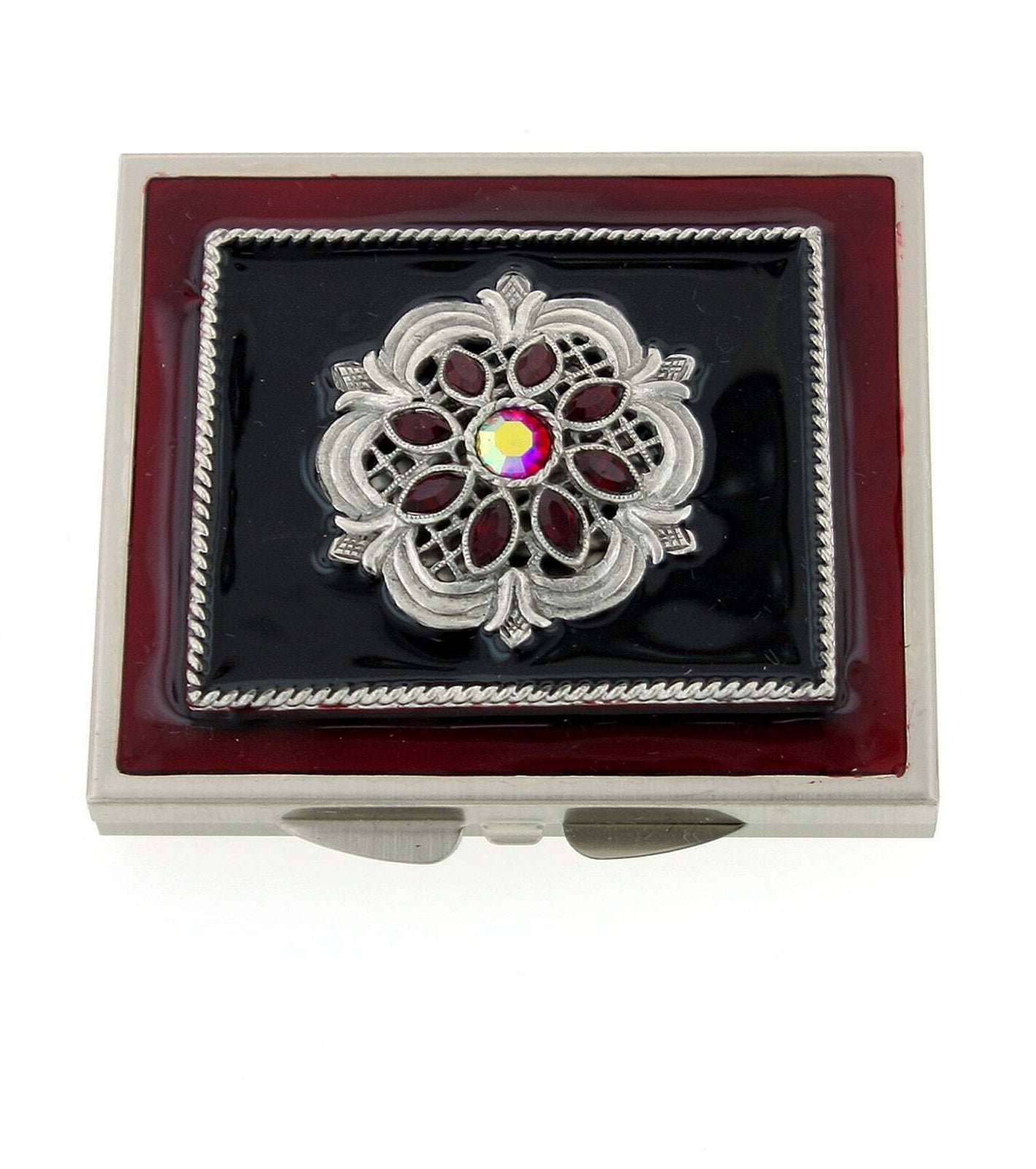 1928 Jewelry Classico Floreale Crystal Square Compact Mirror